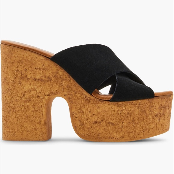 Steve Madden Black Saffron Suede Chunky Platform Sandal Various Sizes - Picture 4 of 15